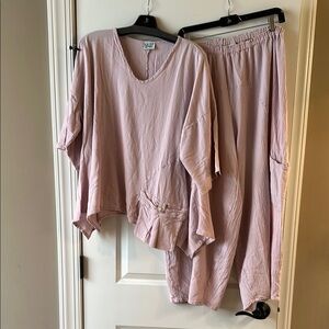 Casual Pink Two-Piece Set